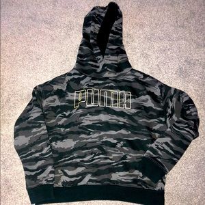 Puma Essentials Cropped Camo Fleece Hoodie Sweatshirt Pullover